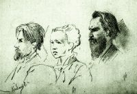 Кибальчич, Перовская и Желябов на суде