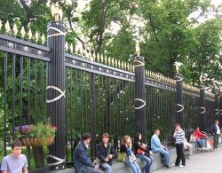 Фасии в оформлении ограды Александровского сада. Пара десятков метров от стен Кремля, но всем как всегда